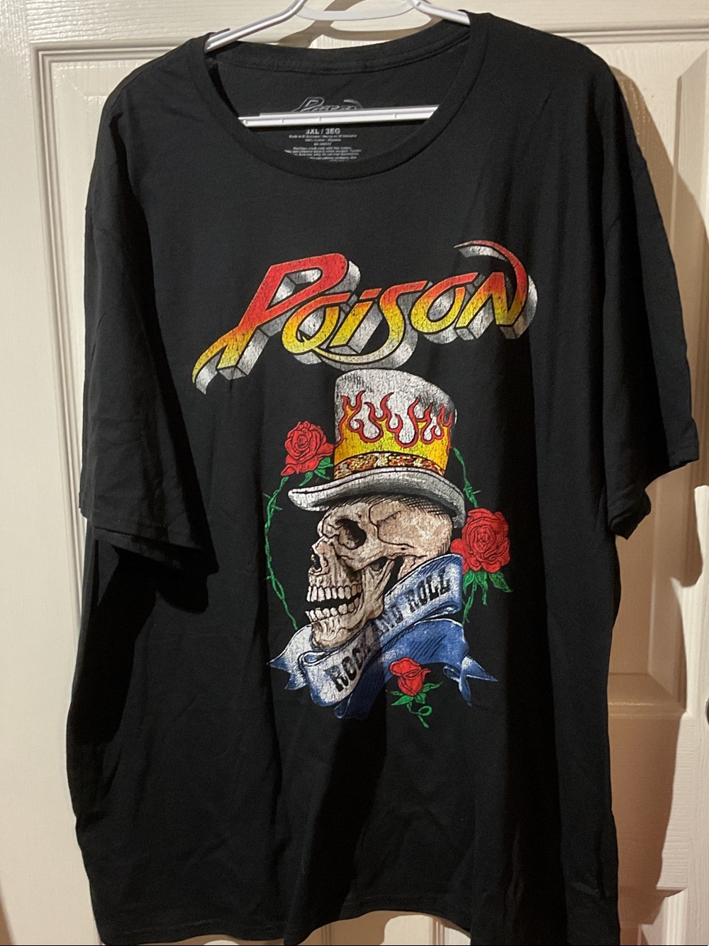 Poison Graphic Tee in Black with Skull & Roses